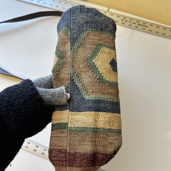 Vintage Western Cloth & Leather Aztec Print Womens Shoulder Bag Purse - Picture 6 of 10